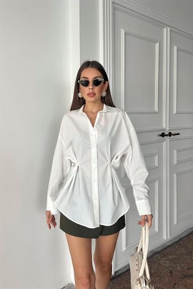 Wholesale Ecru Button Detail Shirt