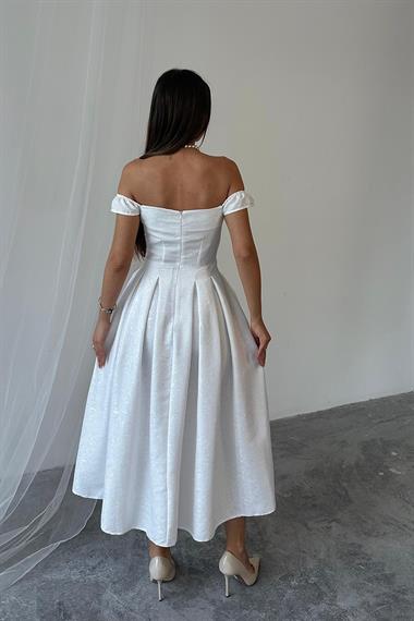 Toptan Ekru Jakarlı Elbise