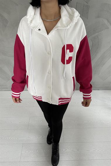 Toptan Ekru Kapüşonlu Kolej Mont