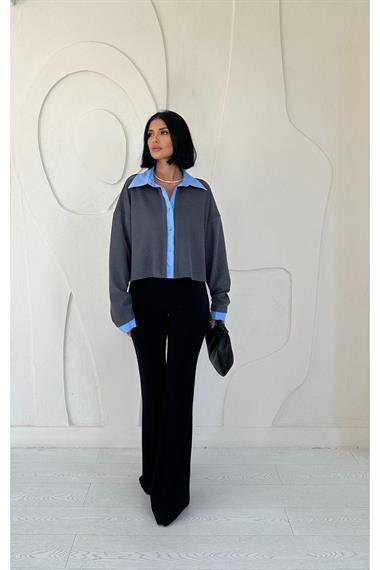 Toptan Füme Gömlek Yakalı Bluz