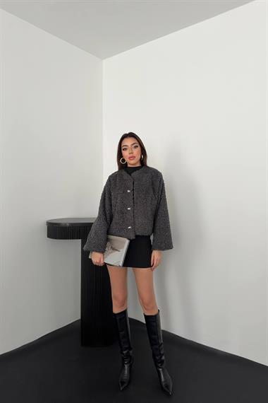 Toptan Füme Peluş Kısa Ceket