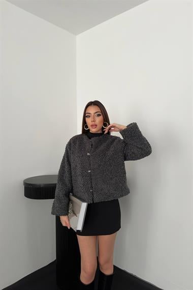 Toptan Füme Peluş Kısa Ceket