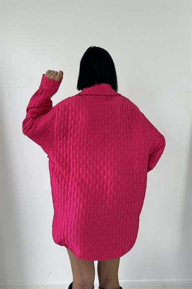 Toptan Fuşya Cepli Kapitone Gömlek