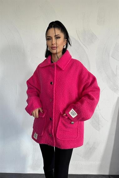 Toptan Fuşya Etiketli Pile Detaylı Ceket