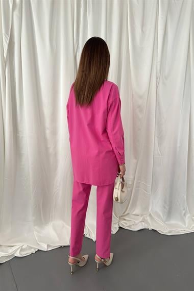 Toptan Fuşya Gömlek ve Çıtçıtlı Pantolon Takım