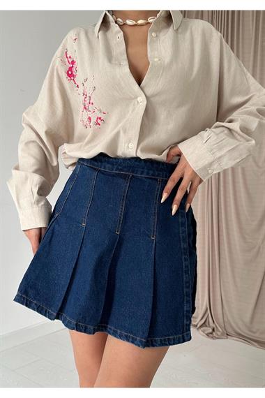 Wholesale Fuchsia Linen Printed Stone Shirt