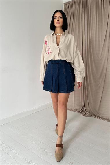 Wholesale Fuchsia Linen Printed Stone Shirt