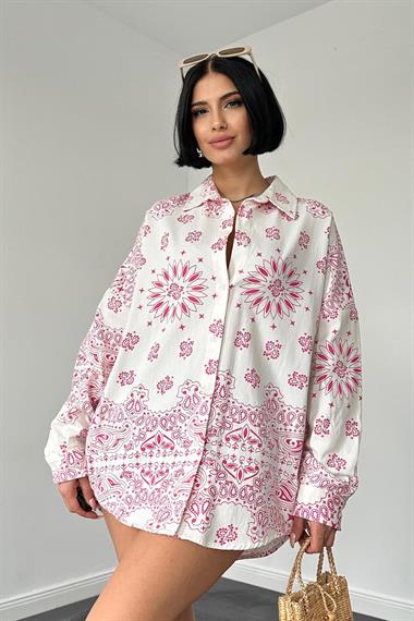 Wholesale Fuchsia Classic Patterned Gabardine Shirt
