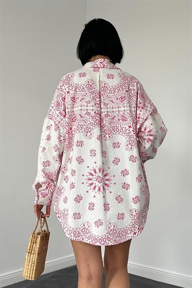 Wholesale Fuchsia Classic Patterned Gabardine Shirt