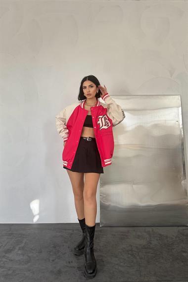 Wholesale Fuchsia Embroidered College Jacket