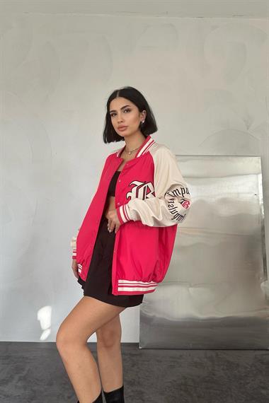 Wholesale Fuchsia Embroidered College Jacket