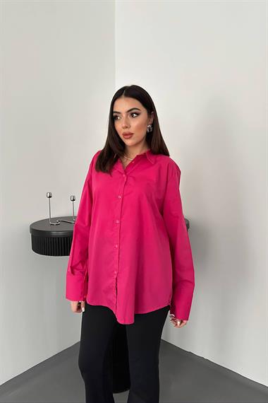 Toptan Fuşya Poplin Gömlek