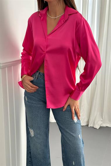 Toptan Fuşya Saten Gömlek