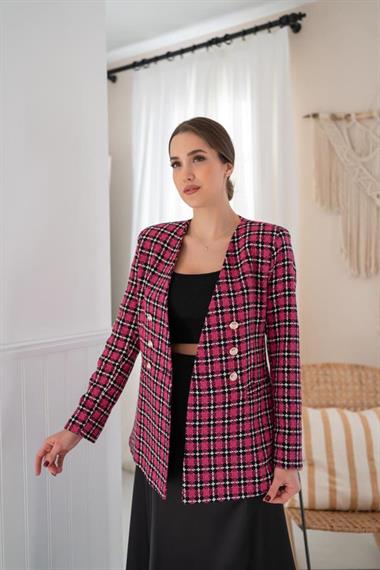 Toptan Fuşya Tüvit Ceket