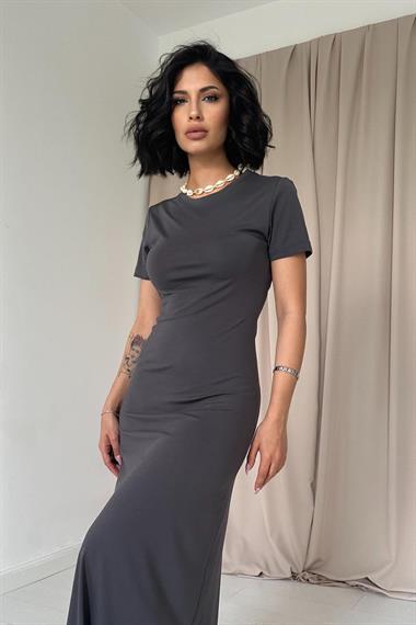 Toptan Gri Basic Elbise