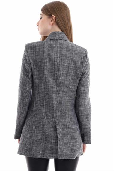 Toptan Gri Blazer Düğmeli Ceket
