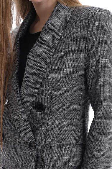 Toptan Gri Blazer Düğmeli Ceket