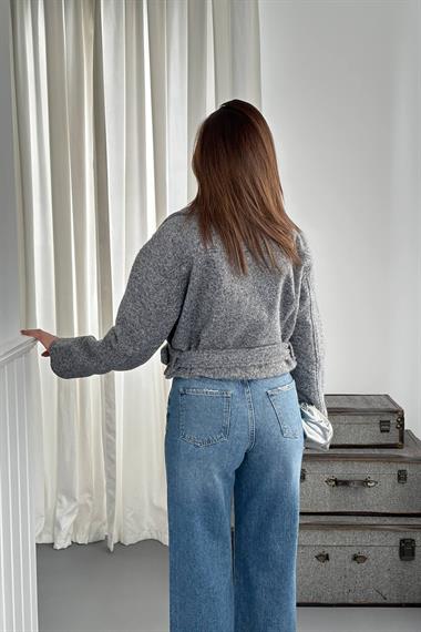 Toptan Gri Kuşgözü Kaşe Manto