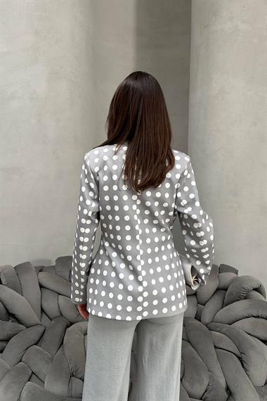 Toptan Gri Puantiyeli Blazer Ceket