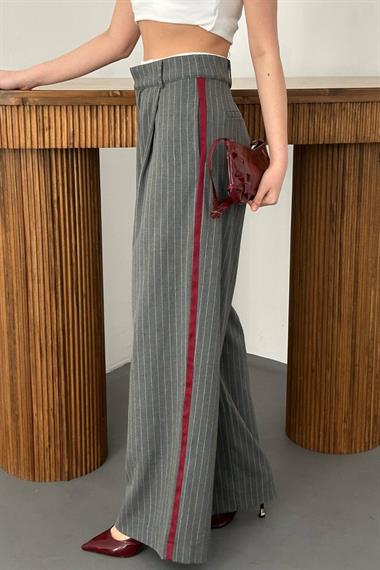 Wholesale Gray Side Striped Garnished Trousers