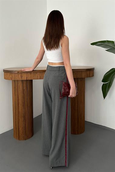 Wholesale Gray Side Striped Garnished Trousers