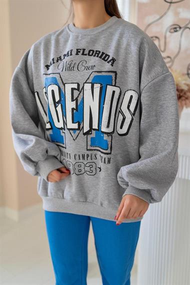 Wholesale Gray Text Printed Sweatshirt