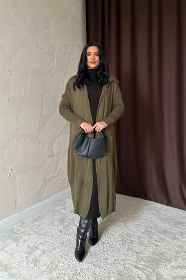 Wholesale Khaki Cardigan with Back Writing