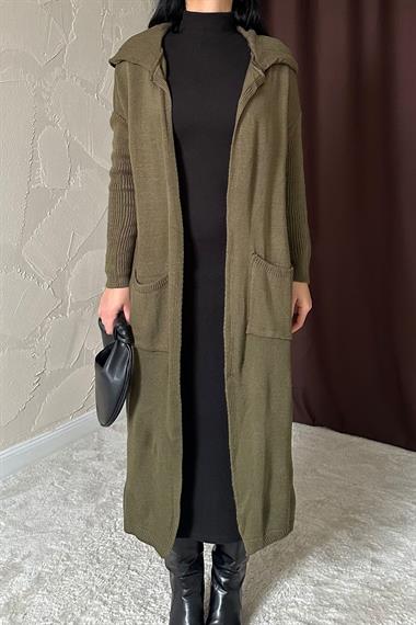 Wholesale Khaki Cardigan with Back Writing