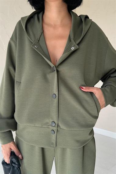 Toptan Haki Beli Lastikli Ceket ve Pantolon Takım