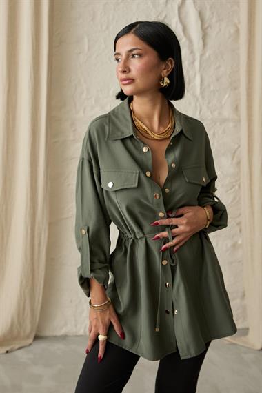 Wholesale Khaki Snap Tunnel Shirt