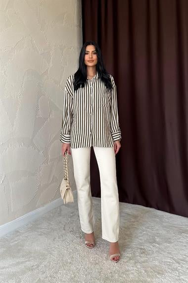 Wholesale Khaki Striped Shirt