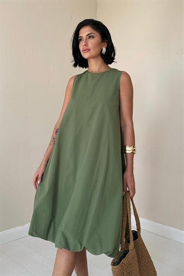 Toptan Haki Comfort Balon Elbise