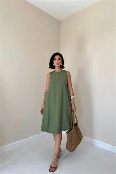 Toptan Haki Comfort Balon Elbise