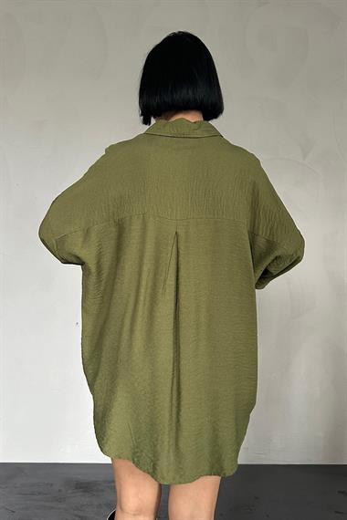 Toptan Haki Diamond Desen Taşlı Gömlek