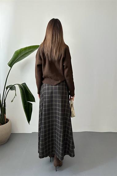 Toptan Haki Ekoseli Etek