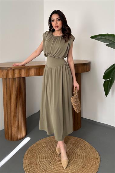 Toptan Haki Etekli Tulum Elbise