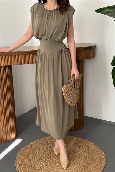 Toptan Haki Etekli Tulum Elbise
