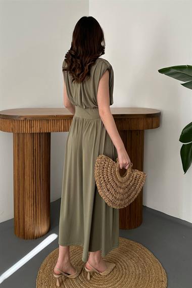 Toptan Haki Etekli Tulum Elbise