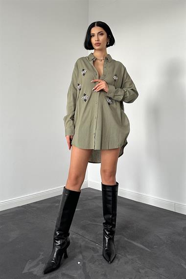 Wholesale Khaki Linen Stone Shirt