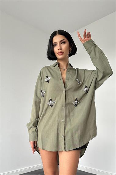 Wholesale Khaki Linen Stone Shirt