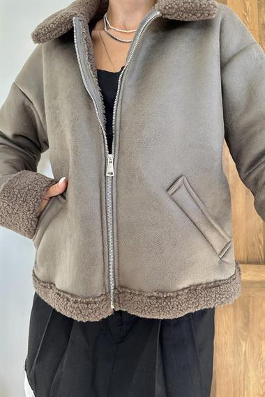 Toptan Haki Kürklü Ceket