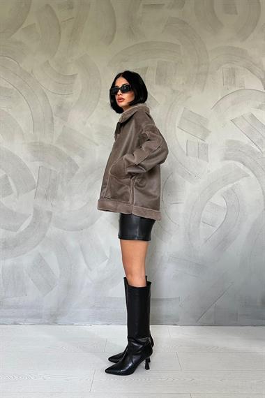 Toptan Haki Kürklü Kaban