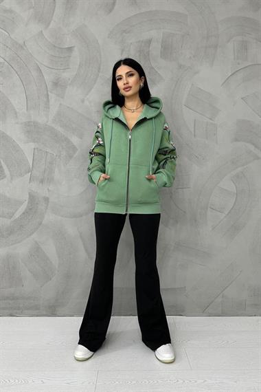 Wholesale Khaki Embroidered Sweatshirt