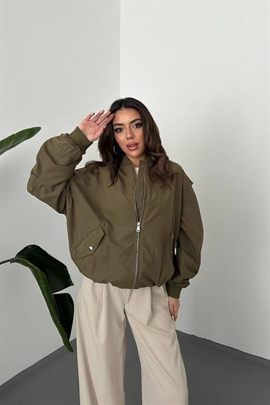 Toptan Haki Parçalı Bomber Ceket