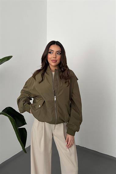 Toptan Haki Parçalı Bomber Ceket
