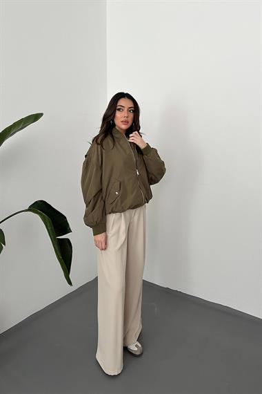 Toptan Haki Parçalı Bomber Ceket