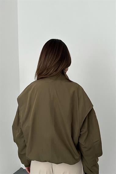 Toptan Haki Parçalı Bomber Ceket
