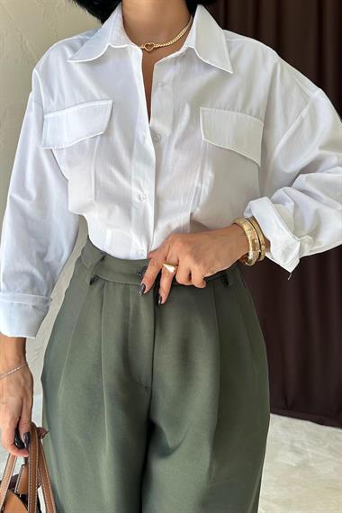 Toptan Haki Pileli Comfort Pantolon