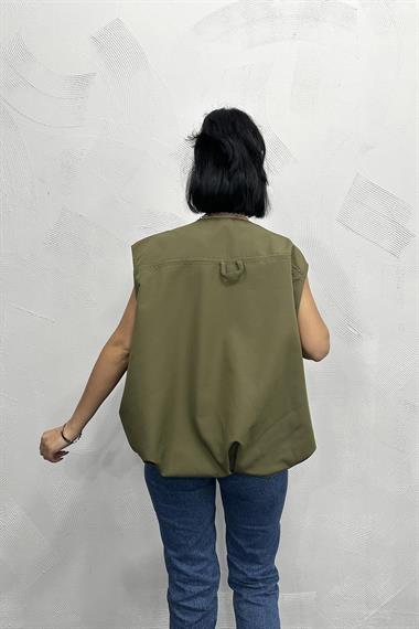 Toptan Haki Pileli Yelek