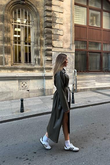 Toptan Haki Reglan Kol Trençkot